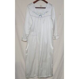 Vintage‎ Barbizon Med Full Nightgown  Embroidery Ribbon Prairie Long Sleeve Gown